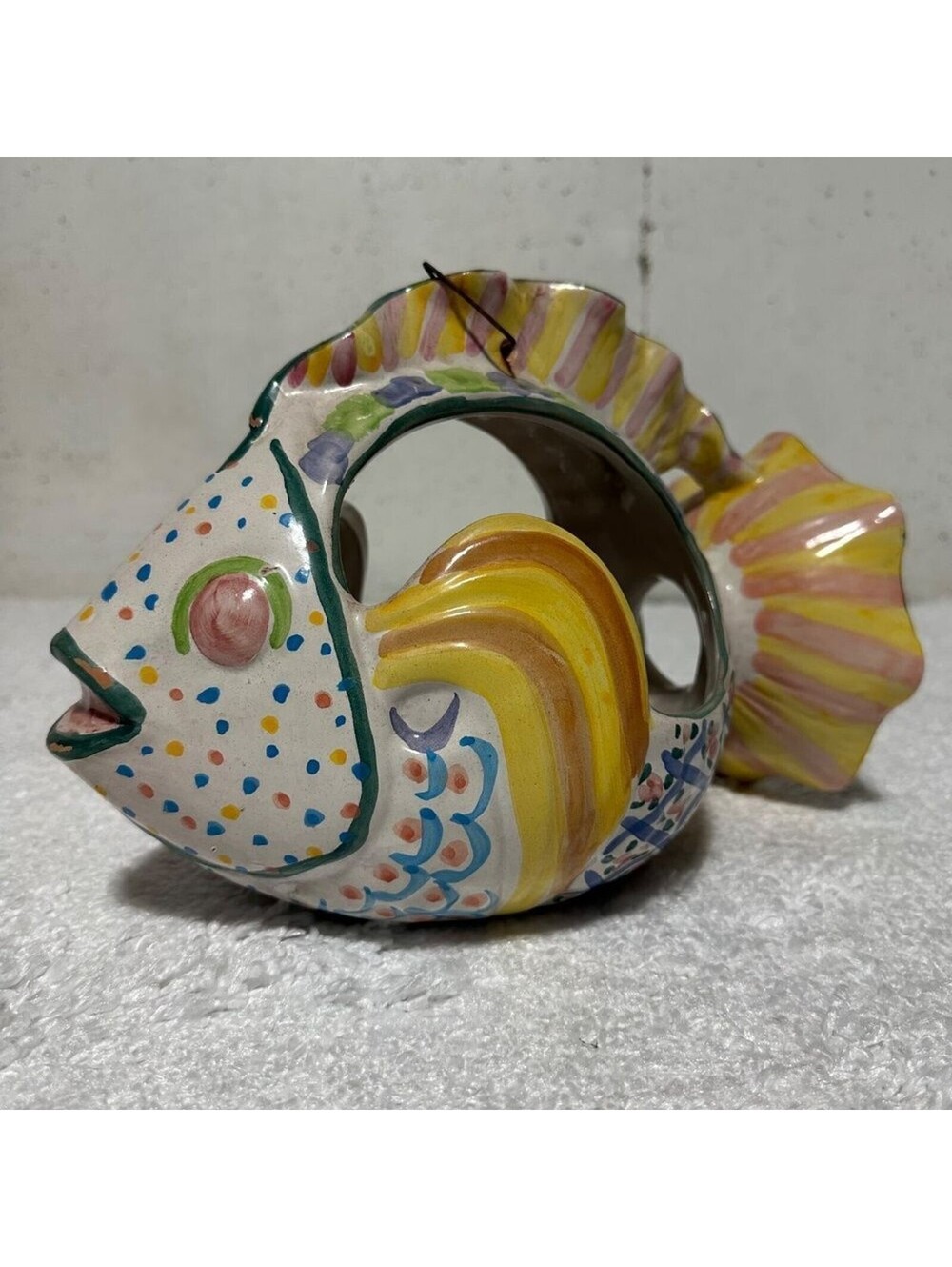 Hand-Painted Ceramic Fish Shaped Vase - Picture 2 of 9